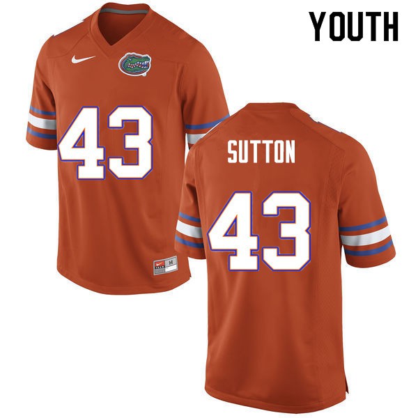 Youth #43 Nicolas Sutton Florida Gators College Football Jerseys Orange